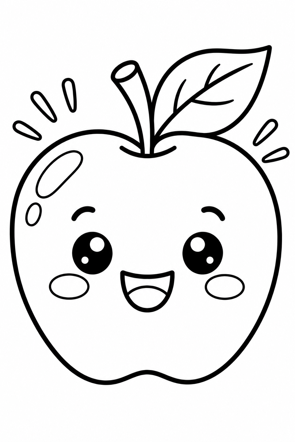 Happy Apple With a Leaf coloring page