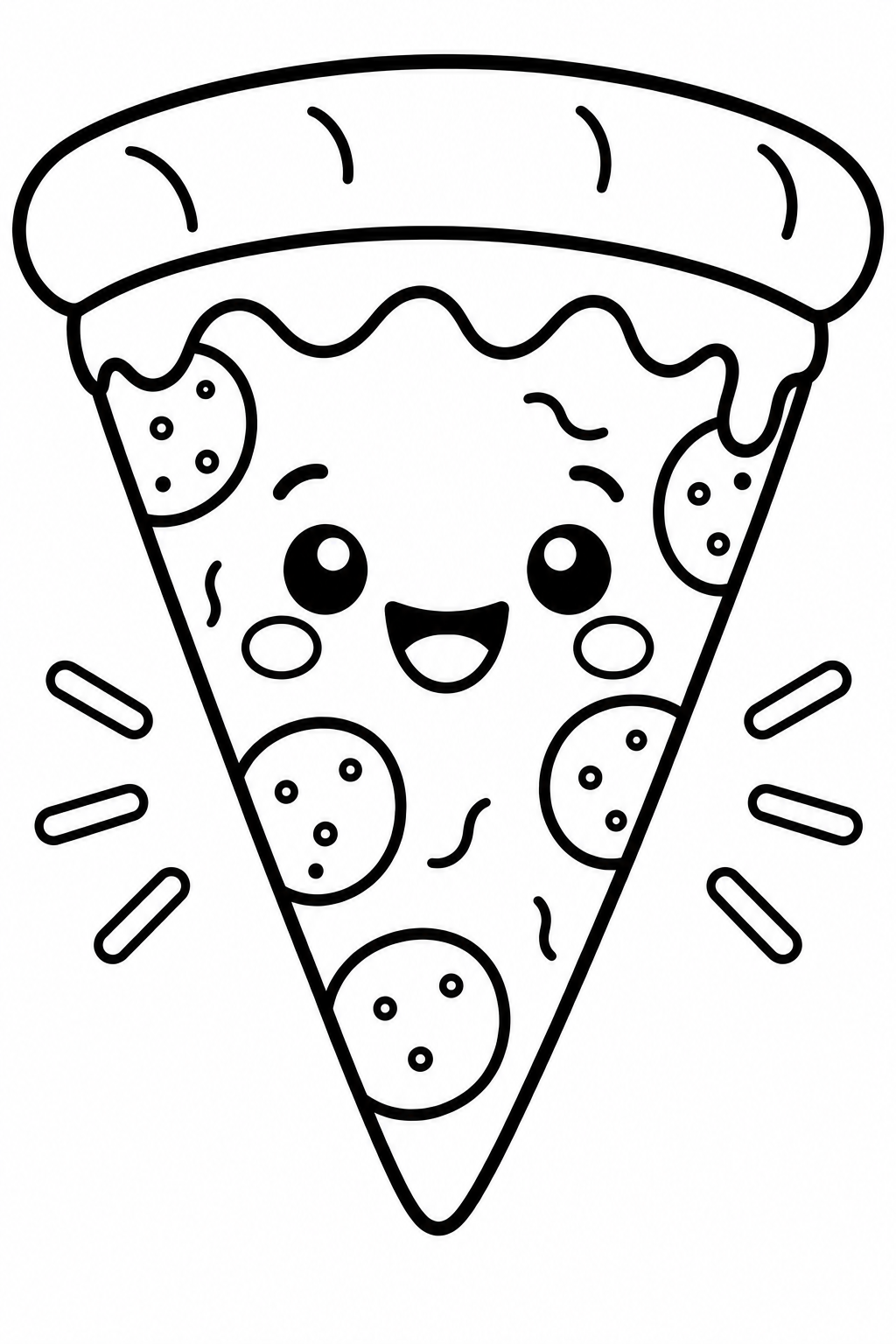 Smiling Pizza Slice coloring page
