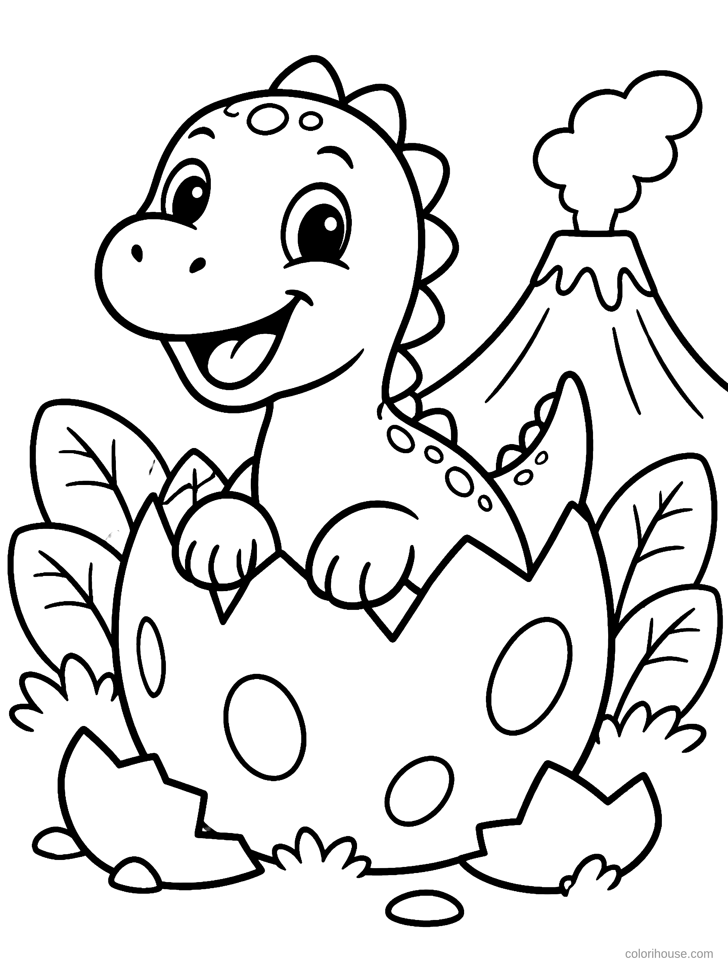 Happy Baby Dinosaur coloring page