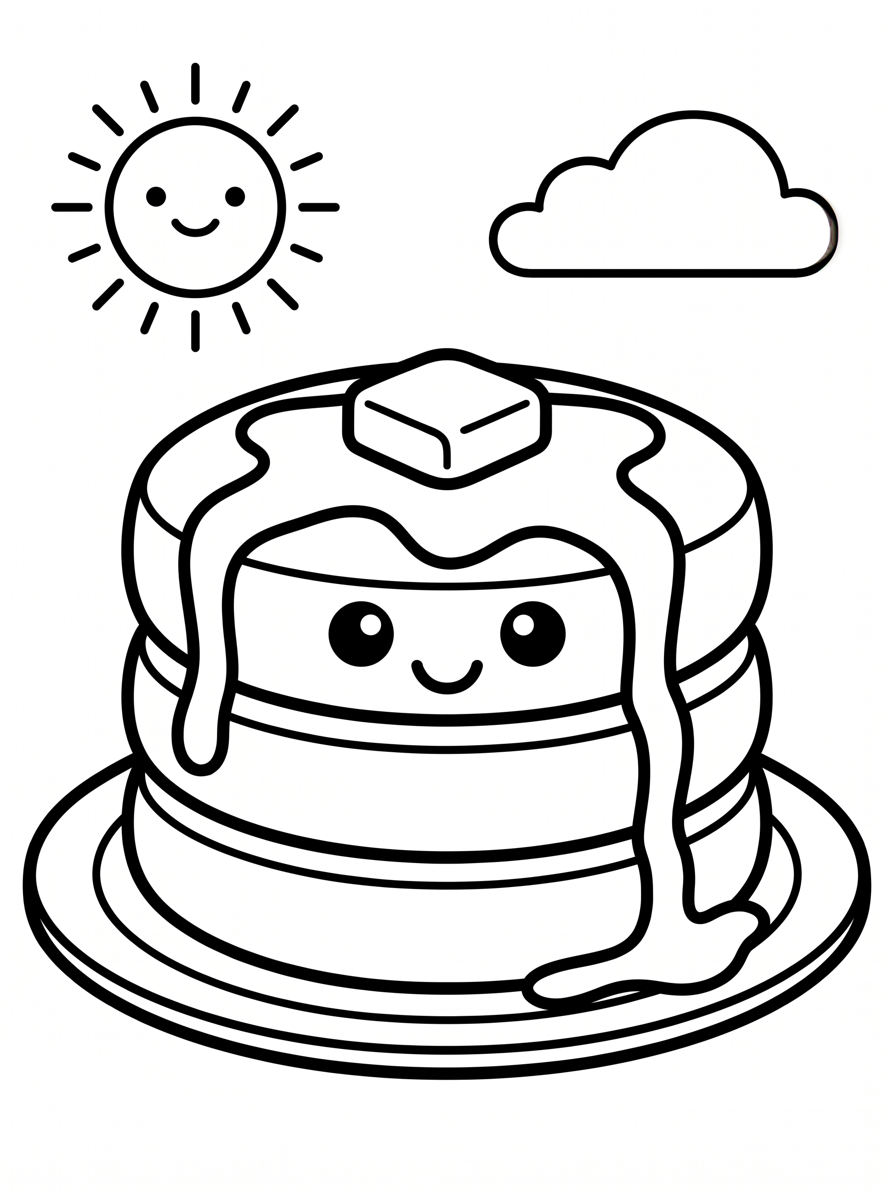 Happy Pancakes With Syrup coloring page