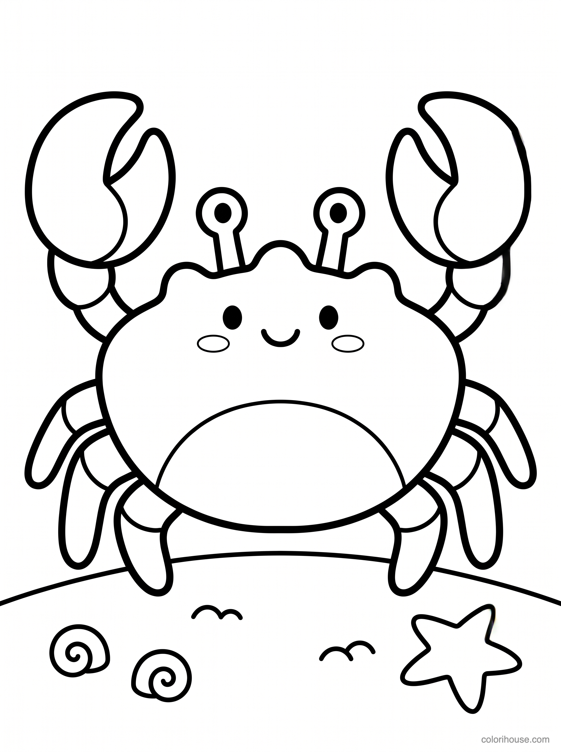 Smiling Crab With Raised Claws coloring page